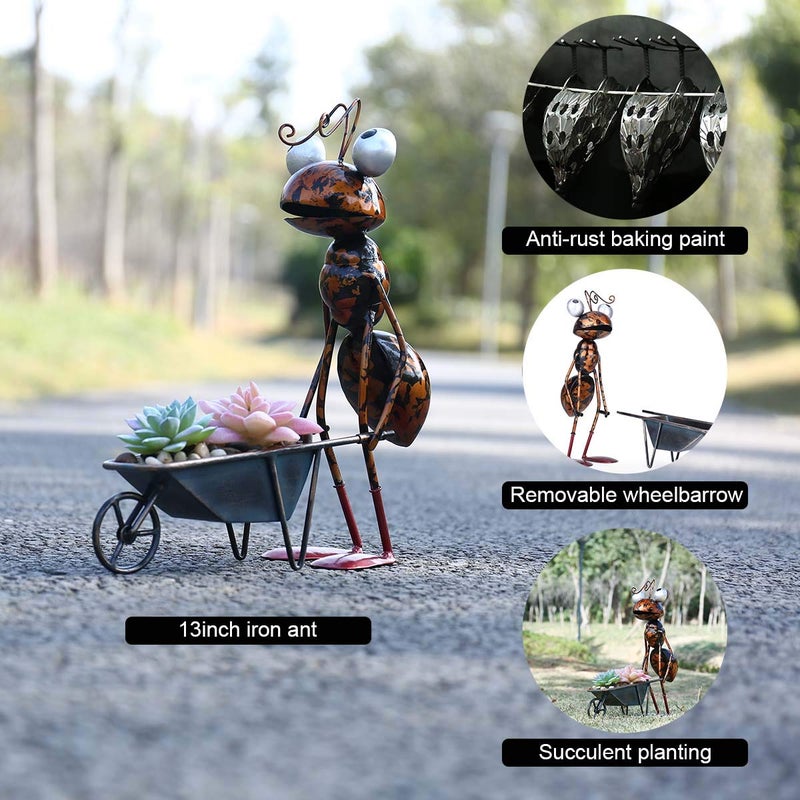 Tooarts Metal Ant Garden Decor Sculpture Home Patio Lawn Yard Indoor Outdoor Statue Ornament with Removable Bucket - Image 4
